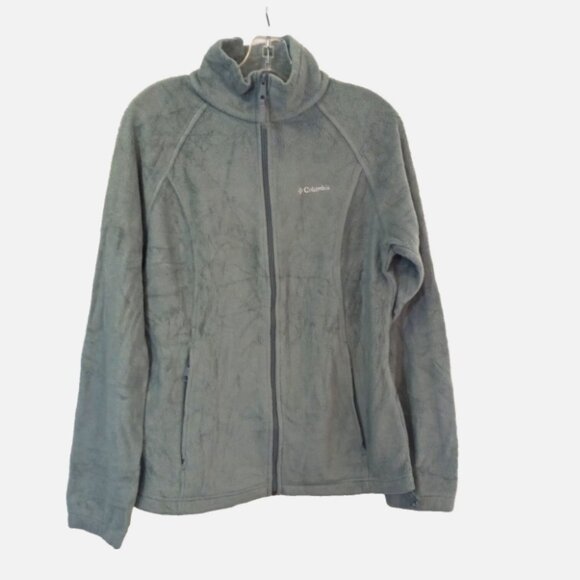 Columbia Women’s Fleece Jacket Size Large Green Fuzzy Full Zip Pockets EUC - Picture 14 of 14